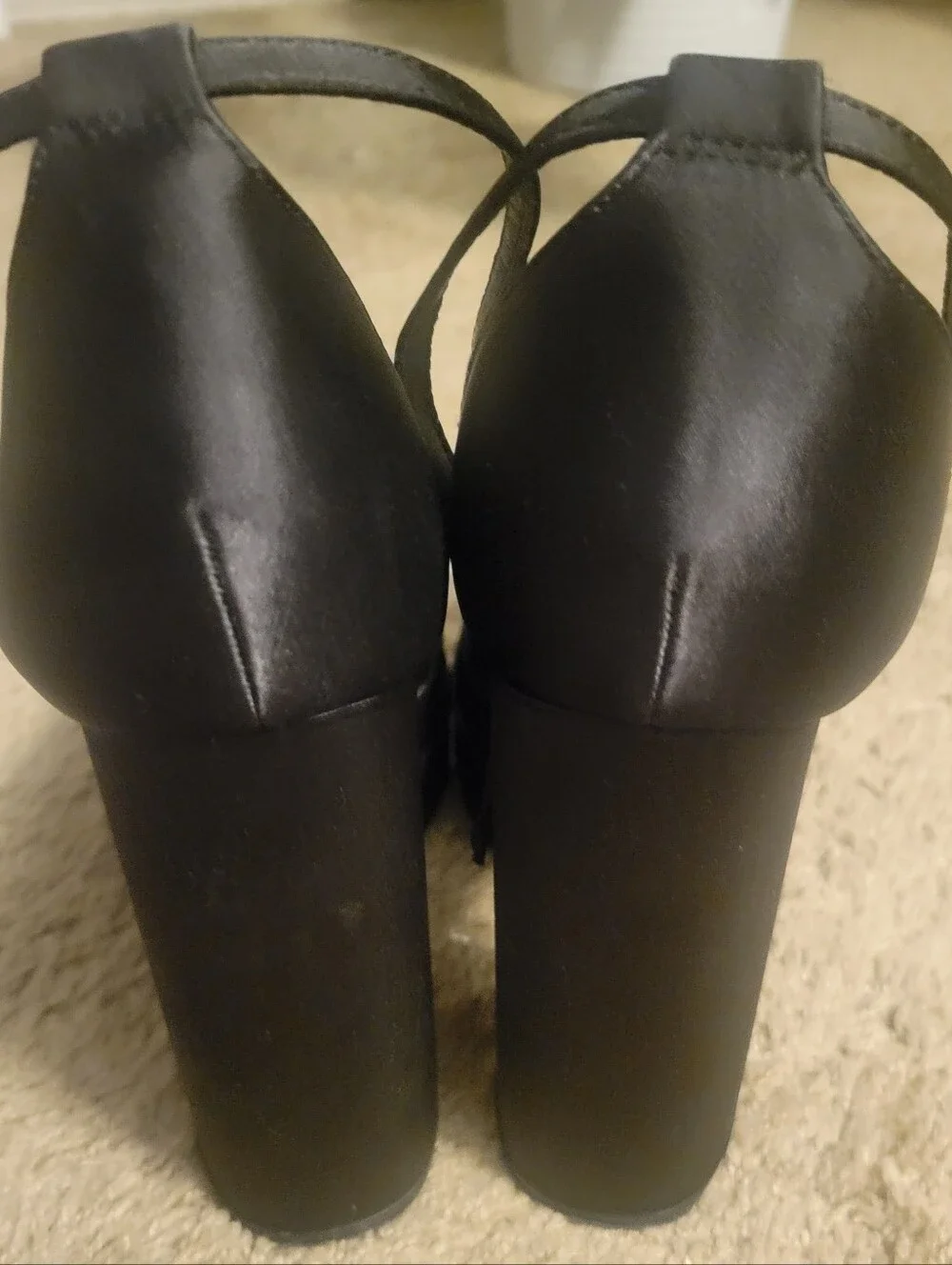 Dream Pairs Black Satin Platform Block Heel Mary Jane